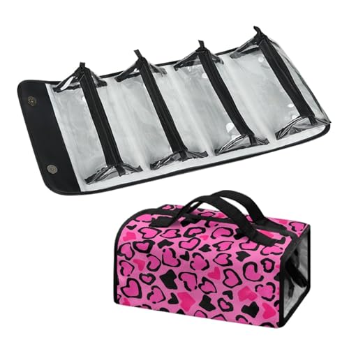 Hängende Roll-Up-Kosmetiktasche Damen Faltbare Aufbewahrungstasche für Make-up mit Abnehmbaren Beuteln wasserdichte Große Kapazität 4-in-1 Toilettenartikel-Set mit Griff Reise-Organizer von Micoklinlin