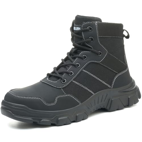 Micoklinlin Arbeitsschuhe Damen Herren Sicherheitsschuhe Leicht Stahlkappenschuhe Bergschuhe Canvas Sneakers mit Stahlkappe Atmungsaktiv Schnürsenkel Turnschuhe Vandalismus- und Stichfest von Micoklinlin