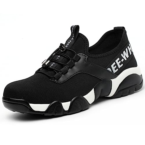 Micoklinlin Arbeitsschuhe Damen Sicherheitsschuhe Leicht Stahlkappe Turnschuhe Schlag und stichfeste Stahlkappenschuhe Atmungsaktive Mesh Schuhe von Micoklinlin