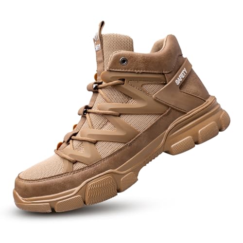 Micoklinlin Arbeitsschuhe Damen Sicherheitsschuhe Leicht Stahlkappe Wanderschuhe Schlag und stichfeste Stahlkappenschuhe High-Top Safety Shoes for Women von Micoklinlin