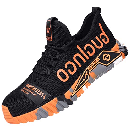 Micoklinlin Arbeitsschuhe Herren Schnürsenkel Sicherheitsschuhe Damen Leicht Mode Turnschuhe Schlag- und stichfest Stahlkappenschuhe Safety Shoes for Men von Micoklinlin
