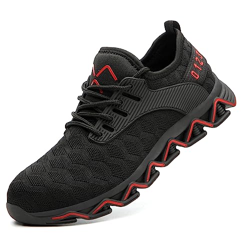 Micoklinlin Arbeitsschuhe Herren Sicherheitsschuhe Herren Leicht Turnschuhe mit Stahlkappe rutschfest Schlag und Stichfeste Schnürsenkel Stahlkappenschuhe von Micoklinlin