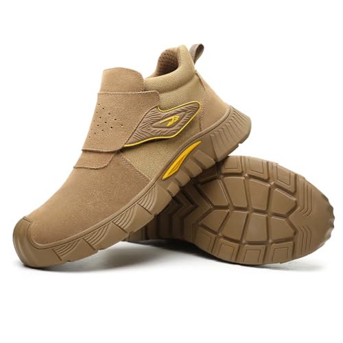 Micoklinlin Arbeitsschuhe Herren mit Stahlkappe Doppelter Schutzhülle Schweißerschuhe Verbrühungsschutz Sicherheitsschuhe for Schweißer Non-Slip Schlag und stichfeste Arbeitsstiefel von Micoklinlin