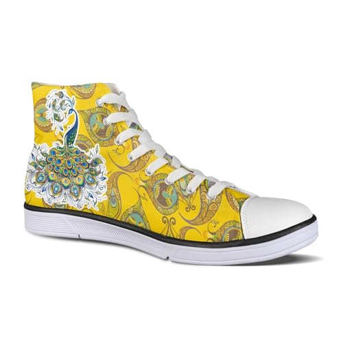 Micoklinlin Canvas Sneaker Damen Gelb Personalisierte High Top Segeltuchschuhe Fitness Laufschuhe Turnschuhe Freizeit Sportschuhe Schuhe für Frauen Mädchen von Micoklinlin
