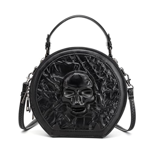 Micoklinlin Gothic Handtasche mit Totenkopf-Design Vintage Kunstleder Multifunktionale Umhängetasche Abnehmbarer Schultergurt Handytasche zum Umhängen Micoklinlin Gothic Handtasche mit Totenkopf-Design Vintage Kunstleder Multifunktionale Umhängetasche Abnehmbarer Schultergurt Handytasche zum Umhängen von Micoklinlin