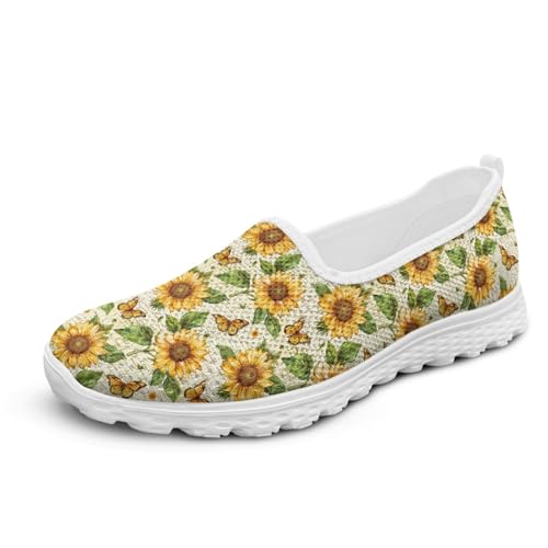 Micoklinlin Mesh-Sneaker & Sportschuhe für Damen Blumen und Schmetterling Slipper-Schuhe mit Neuartigem Muster Teenager Mädchen Jungen Laufschuhe Bequeme Wanderschuhe von Micoklinlin