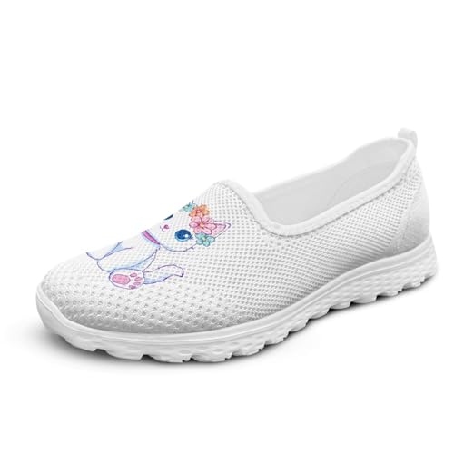 Micoklinlin Mode Sneaker Damen Turnschuhe Flache Gitter-Schuhe Teens Mädchen Leicht Sommer Fitness Laufschuhe Slip On Turnschuh Freizeit Sportschuhe von Micoklinlin