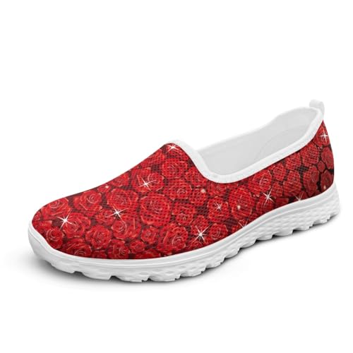 Micoklinlin Mode Sneaker Damen Turnschuhe Flache Gitter-Schuhe Teens Mädchen Leicht Sommer Fitness Laufschuhe Slip On Turnschuh Freizeit Sportschuhe von Micoklinlin