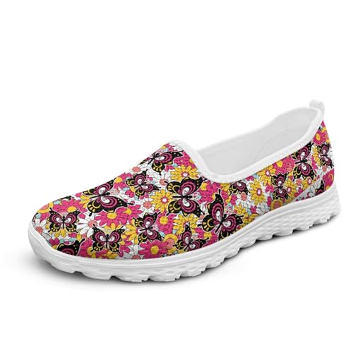 Micoklinlin Mode Sneaker Damen Turnschuhe Flache Gitter-Schuhe Teens Mädchen Leicht Sommer Fitness Laufschuhe Slip On Turnschuh Freizeit Sportschuhe von Micoklinlin