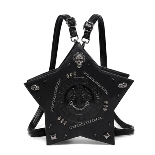 Micoklinlin Pentagramm Form Umhängetasche Damen Mode Gothic Style PU Leder Rucksack Totenkopf Schulter Umhängetasche Micoklinlin Pentagramm Form Umhängetasche Damen Mode Gothic Style PU Leder Rucksack Totenkopf Schulter Umhängetasche von Micoklinlin
