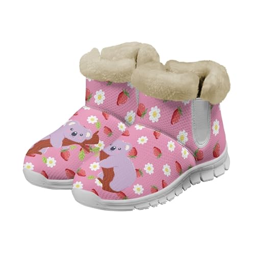 Micoklinlin Rosa Winterstiefel Herren Damen Leicht Schneestiefel Unisex Mid Calf Warm Non Slip Walking Stiefel Novelty Teens Mädchen Jungen Warm Faux Fur Gefüttert Winter Ankle Booties von Micoklinlin