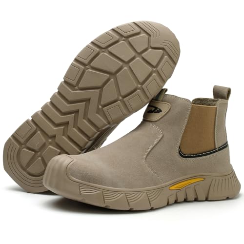Micoklinlin Schweißerschuhe Herren Arbeitsschuhe mit Stahlkappe for Schweißer Verbrühungsschutz Sicherheitsschuhe Non-Slip Schlag und stichfeste Arbeitsstiefel von Micoklinlin
