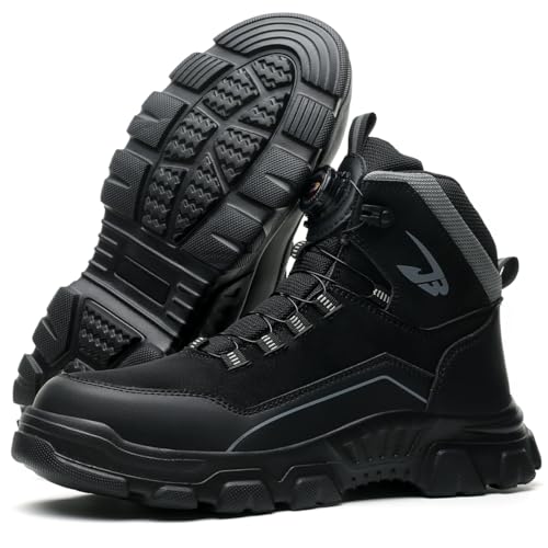 Micoklinlin Sicherheitsschuhe Herren Damen Arbeitsschuhe Leicht Mode Drehknopf Sneakers mit Stahlkappe Atmungsaktiv Turnschuhe Wasserdicht Schlag- und Stichfeste Stahlkappenschuhe von Micoklinlin