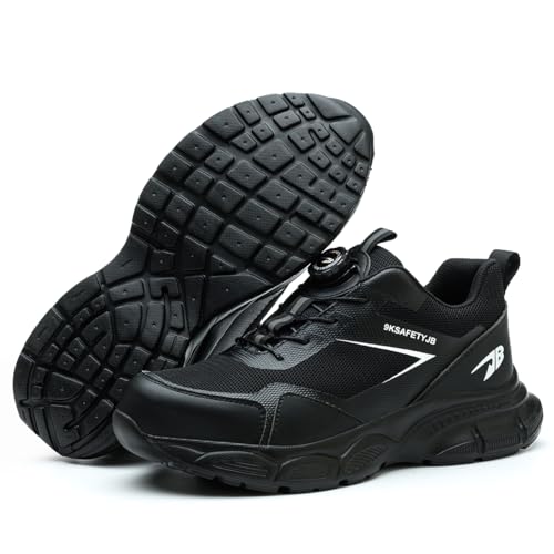 Micoklinlin Sicherheitsschuhe Herren Damen Arbeitsschuhe Trends Druckknopf mit Stahlkappe Leicht rutschfest Anti-Smashing und Anti-Puncture Wanderschuhe von Micoklinlin