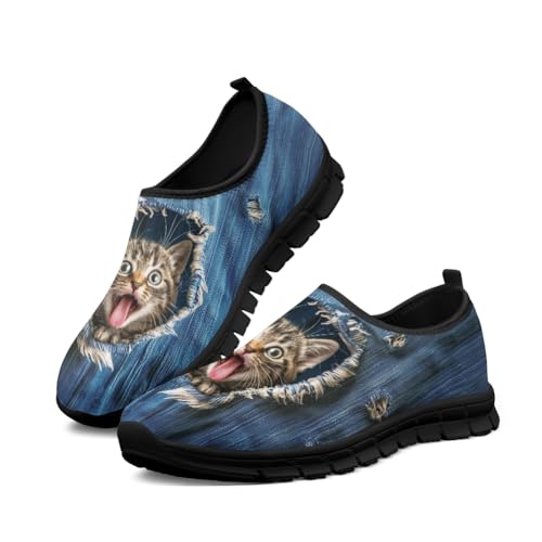Micoklinlin Verrückte Katze Turnschuhe Damen Herren Sneaker & Sportschuhe Teens Mädchen Jungen Casual Tägliche Schuhe Atmungsaktive Laufschuhe Bequeme Sneaker Schuhe von Micoklinlin