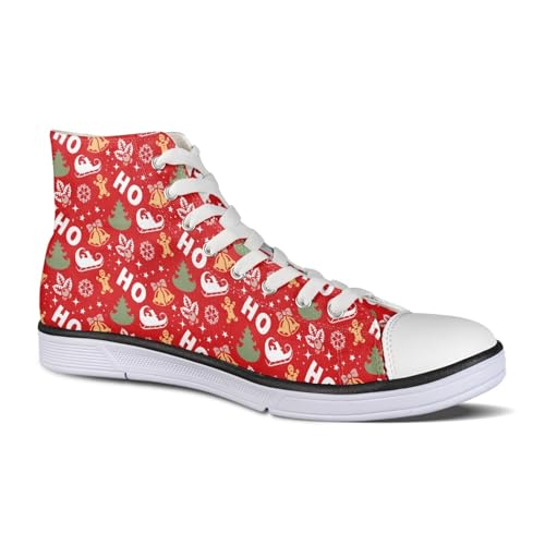 Micoklinlin Weihnachten Canvas Sneaker Damen Rot Personalisierte High Top Segeltuchschuhe Fitness Laufschuhe Turnschuhe Freizeit Sportschuhe Schuhe für Frauen Mädchen von Micoklinlin