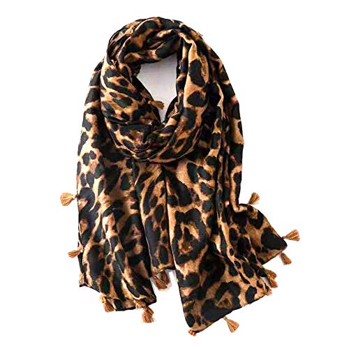 Micoop Damen Schal Leopardenmuster lang groß Tierdruck Schal Wrap, braun, 42 von Micoop