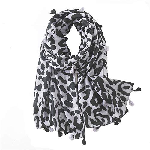 Micoop Damen Schal Leopardenmuster lang groß Tierdruck Schal Wrap, grau, 42 von Micoop