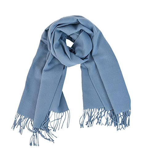 Micoop Winter Cashmere Feel Schal Einfarbig Pashmina Schal Wraps Weiche Warme Decke Schals für Frauen Mädchen, blau, One size von Micoop