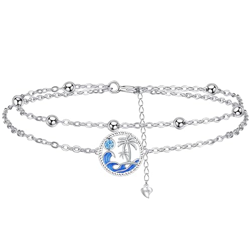 Micory Damen Kokosnussbaum Armband 925 Silber mit Geschenkbox Armbänder Damen Verstellbar Armkette Schmuck Geschenk für Mädchen Frau Mutter Tochter von Micory