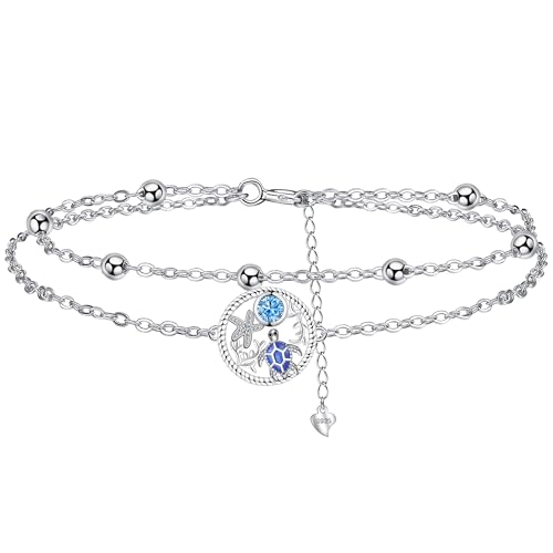 Micory Damen Schildkröte Armband 925 Silber mit Geschenkbox Armbänder Damen Verstellbar Armkette Schmuck Geschenk für Mädchen Frau Mutter Tochter von Micory