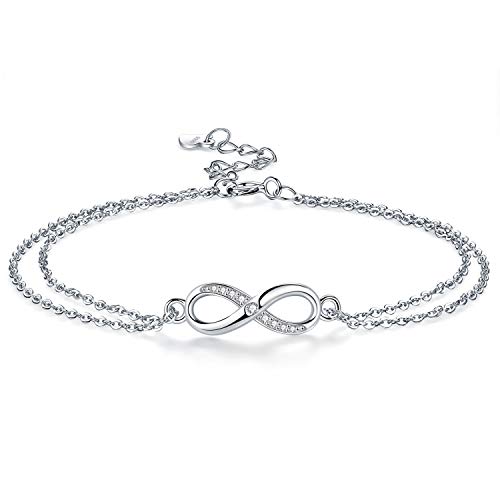 Micory Infinity Unendlichkeit Symbol Damen Armband 925 Sterling Silber Zirkonia Armkette Verstellbar Charm Armband von Micory