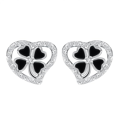 Micory Kleeblatt Damen Ohrringe 925 Sterling Silber Glücksbringer Ohrstecker Schmuck Geschenk für Mädchen Frau Mutter Tochter von Micory