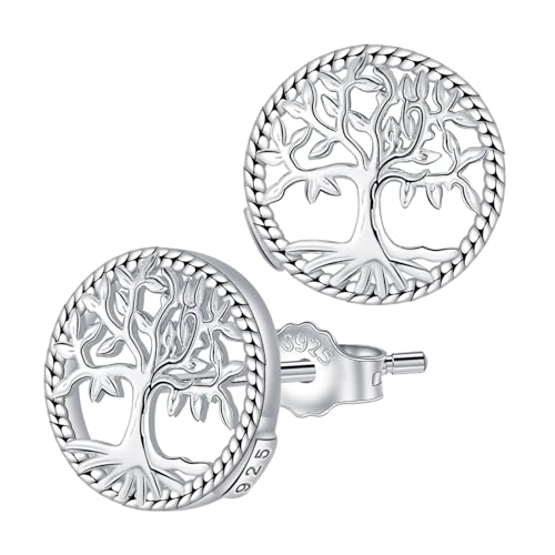 Micory Lebensbaum Ohrringe für Damen 925 Sterling Silber Ohrstecker mit Geschenkbox Schmuck Geschenk für Mädchen Frau Mutter Tochter von Micory
