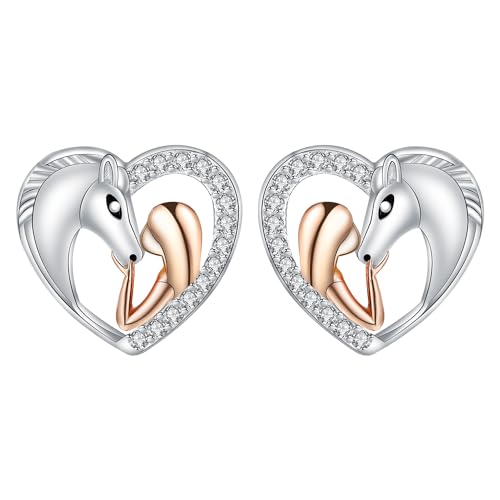 Micory Pferde Ohrringe 925 Sterling Silber Mädchen Pferd Ohrstecker Schmuck Tier Ohrringe Hypoallergene Schmuck Geschenke für Damen von Micory