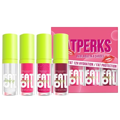 Feuchtigkeitsspendendes Lipgloss-Öl - 4 Stück, Extrem feuchtigkeitsspendend und nährend, sanfte, transparente Farbtöne, schimmernde Lippenöle, Geschenke für Frauen (Satz A) von Micozy