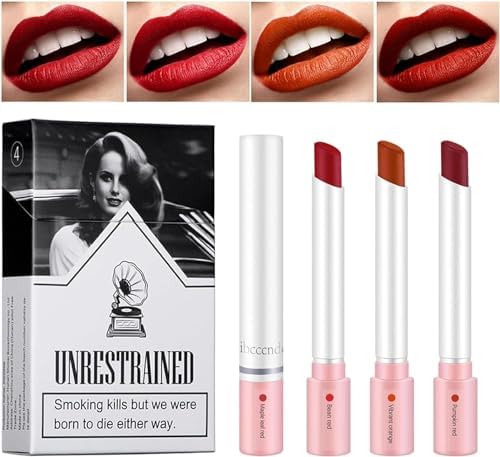 Lana De1 Rey Lipstick Matte Lippenstift Set - 4 Stück lippenstift, lippenstift rot, langanhaltende, hochpigmentierter Samt, kussechter lippenstift für Frauen (0,8 g x 4, Lana De1 Rey#A) von Micozy