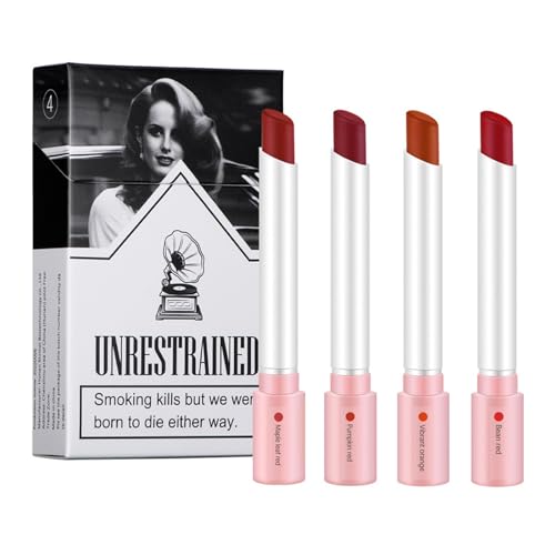 𝗟𝗮𝗻𝗮 𝗗𝗲𝟭 𝗥𝗲𝘆 Matte Lippenstift Set - 4 Stück lippenstift, lippenstift rot, langanhaltende, hochpigmentierter Samt, kussechter lippenstift für Frauen (0,8 g x 4） von Micozy