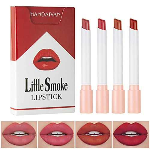 Matte Lippenstift Set - 4 Stück lippenstift, lippenstift rot, langanhaltende, hochpigmentierter Samt, kussechter lippenstift für Frauen (0,8 g x 4, Littlesmoke #C) von Micozy