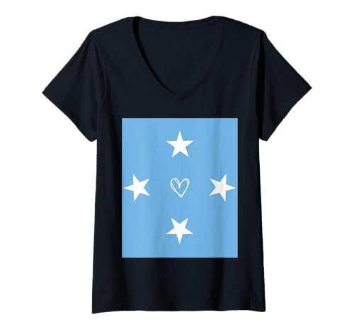 Damen Mikronesien Flagge Mikronesisches Herz Stolzer Erbe National T-Shirt mit V-Ausschnitt Damen Mikronesien Flagge Mikronesisches Herz Stolzer Erbe National T-Shirt mit V-Ausschnitt von Micronesia Flag Micronesian National Gifts Idea