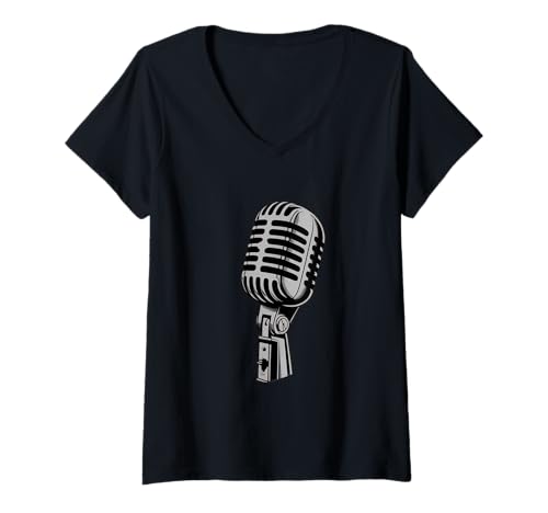 Damen Lustiges Humor-Design-Mikrofone Be An Voice Not An Echo T-Shirt mit V-Ausschnitt von Microphone Be An Voice Not An Echo Shirt