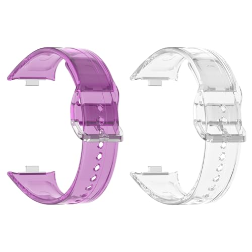 Micteney 2 Packungen Armbänder kompatibel mit Redmi Watch 5, farbwechselndes TPU-Ersatzband (weiß + lila) von Micteney
