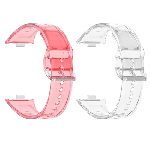 Micteney 2 Packungen Armbänder kompatibel mit Redmi Watch 5, farbwechselndes TPU-Ersatzband (weiß + pink) von Micteney