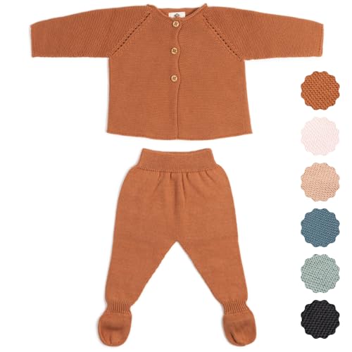 Micu Micu Newborn Baby Set 0-3 Monate, Baby Kleidung, 100% Bio Baumwolle, Extra Weich und Nahtlos, Neugeborenen Kleidung, Erstausstattung für Neugeborene, 2 Pieces, 56cm bis 62cm (Ziegelrot) von Micu Micu