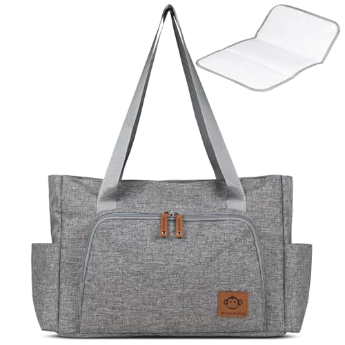 Micu Micu Wickeltasche Kinderwagen mit Wickelunterlage Unterwegs, Kliniktasche Geburt, Kinderwagen Tasche, Große Kapazität, Wasserdichtes Gewebe, 50x14x30cm (Grau) von Micu Micu