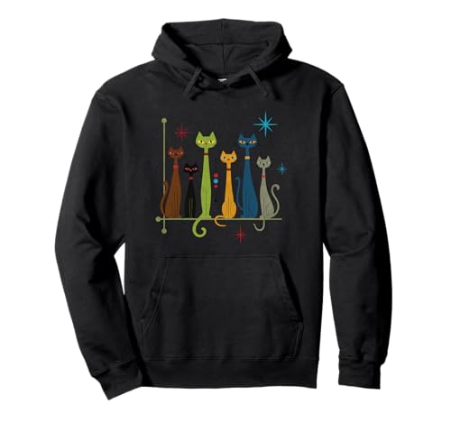 Vintage Retro Mid-Century Modern Cats 50er 60s Style Girls Pullover Hoodie Vintage Retro Mid-Century Modern Cats 50er 60s Style Girls Pullover Hoodie von Mid Century Modern Dog Art