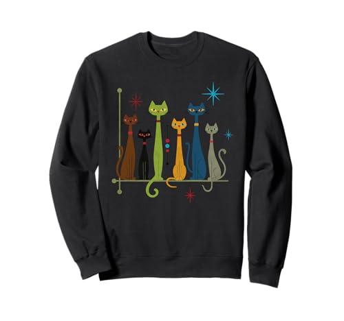 Vintage Retro Mid-Century Modern Cats 50er 60s Style Girls Sweatshirt Vintage Retro Mid-Century Modern Cats 50er 60s Style Girls Sweatshirt von Mid Century Modern Dog Art