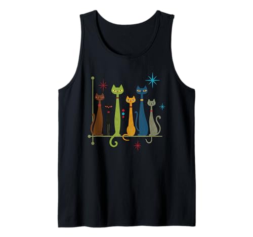 Vintage Retro Mid-Century Modern Cats 50er 60s Style Girls Tank Top Vintage Retro Mid-Century Modern Cats 50er 60s Style Girls Tank Top von Mid Century Modern Dog Art
