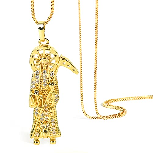 MidSmile Santa Muerte Necklace: 18K Gold Plated Santa Muerte Pendant Jewelry for Women, Mothers Day Gifts MidSmile Santa Muerte Necklace: 18K Gold Plated Santa Muerte Pendant Jewelry for Women, Mothers Day Gifts von MidSmile