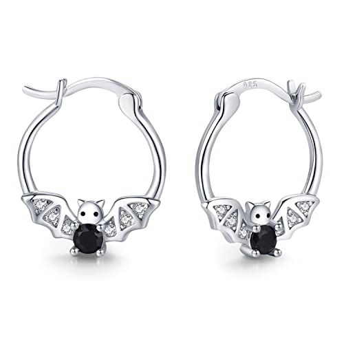 Fledermaus Creolen Ohrringe für Damen Mädchen Kinder 925 Sterling Silber Gothic Ohrringe Tier Ohrringe Halloween Schmuck Geschenke von Midir&Etain