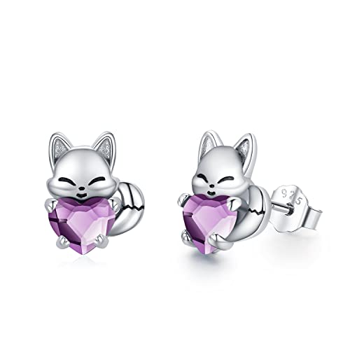 Fuchs Ohrringe Kinder 925 Sterling Silber Geburtsstein Ohrringe Süß Tier Ohrstecker Ohrringe mit Kristall Fuchs Schmuck Geschenke für Damen Mädchen von Midir&Etain