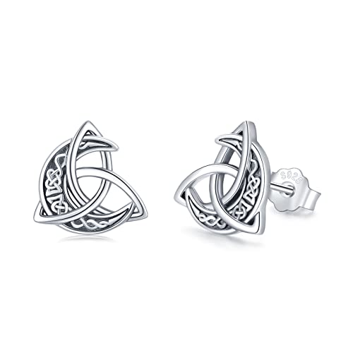 Keltische Ohrringe für Damen 925 Sterling Silber Keltische Mond Ohrstecker Hypoallergener Irischer Keltischer Schmuck Geschenke für Mädchen Freundin von Midir&Etain