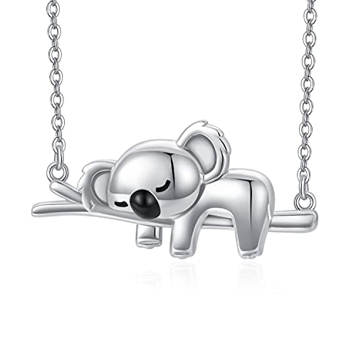 Midir&Etain Koala Kette 925 Sterling Silber Koala Bär Anhänger Halskette Netter Tier Schmuck Koala Geschenke für Frauen Mädchen Freundin Damen von Midir&Etain