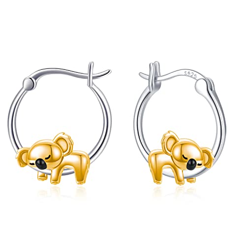 Koala Ohrringe 925 Sterling Silber Süße Tier Creolen hypoallergen Gold Koala Bär Ohrringe Schmuck Koala Geschenke für Frauen Mädchen Freundin von Midir&Etain