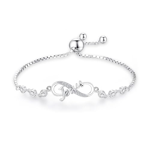 Midir&Etain Armband Unendlichkeitszeichen für Damen 925 Sterling Silver Jesus Armband Christliche Schmuck Geburtstags Geschenke für Mädchen Töchter von Midir&Etain