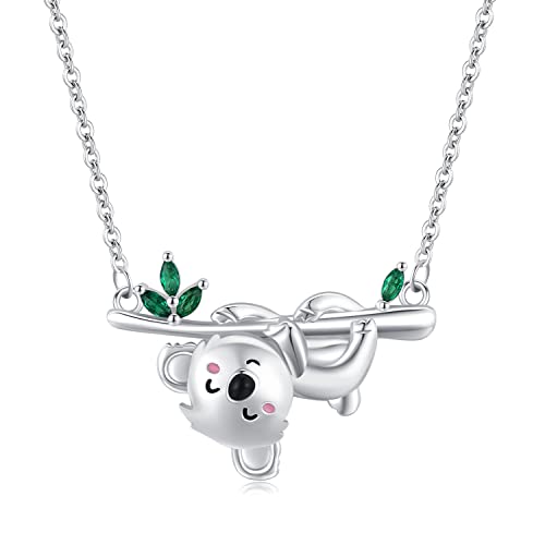 Midir&Etain Koala Kette 925 Sterling Silber Niedliches Tier Koala Bär Anhänger Halskette Koala Schmuck Geschenke für Frauen Mädchen Freundin von Midir&Etain